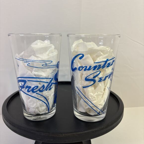 2 Mickey And Minnie Mouse Drinking Vintage Glasses 5 Inches Tall Blue - Picture 2 of 5